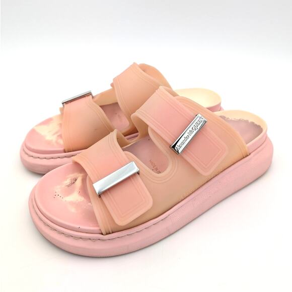 Alexander McQueen Hybrid Buckled Rubber Sandals Women's Pink Size US7 EU37.5 - Picture 1 of 13
